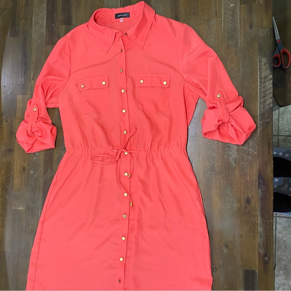 Spense Coral Collared Button Down Long Sleeve Dre… - image 5